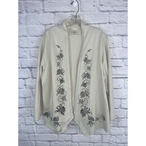 Blair Women's Cottagecore Casual Cozy Embroidered Open Front Cardigan Size XL